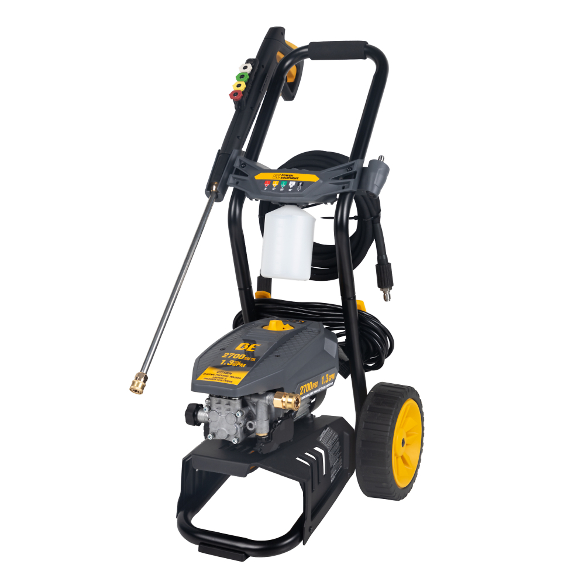 BE Power Equipment Cold Water Electric Pressure Washer, 2700 PSI, 1.3 GPM